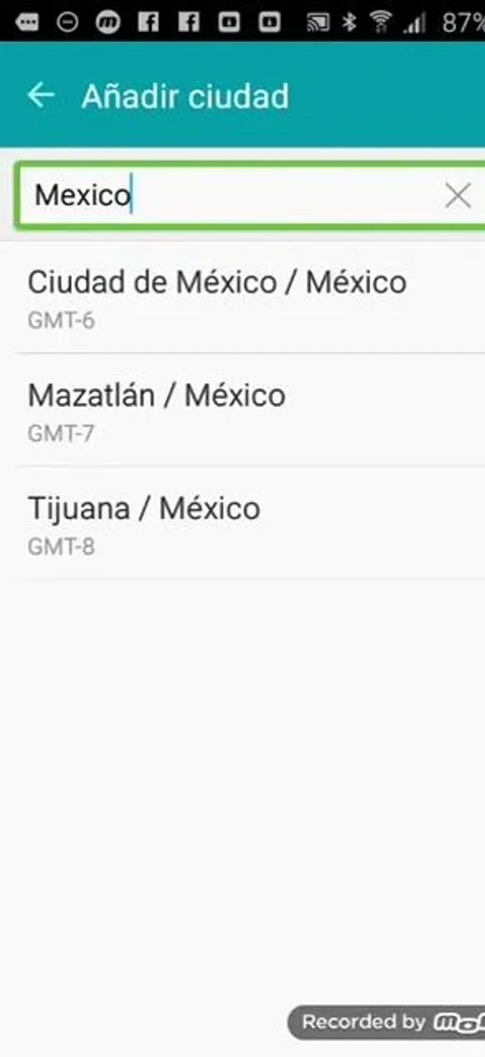 Seleccionar la ciudad de la lista de resultados.
