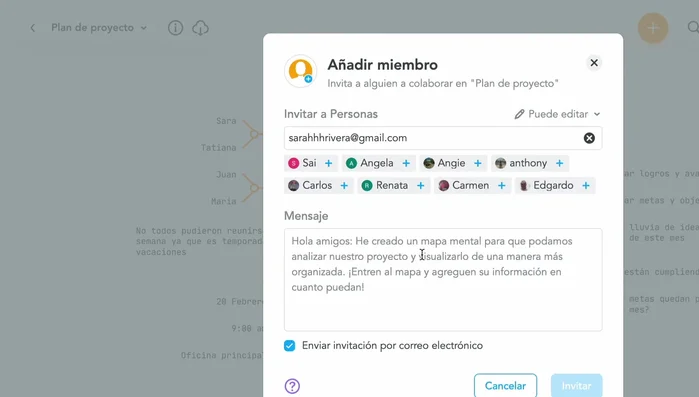 Haz clic en 'Invitar'.