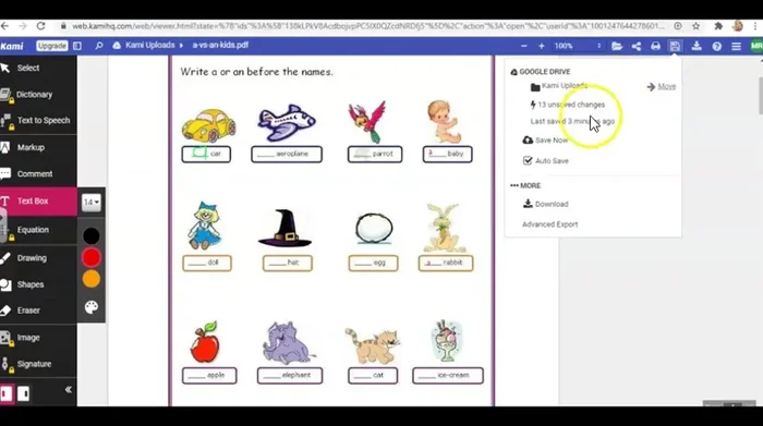 Guardar el documento modificado en Google Drive.
