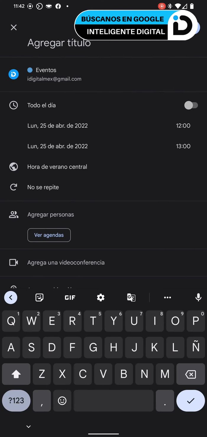 Añadir el título del evento.