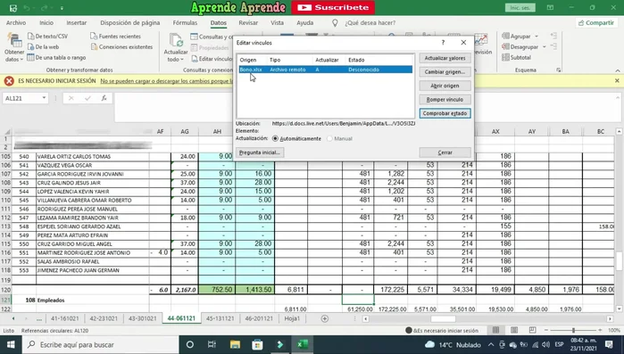 Seleccionar 'Ruptura permanente de los vínculos'. Esto convierte las referencias externas en sus valores.