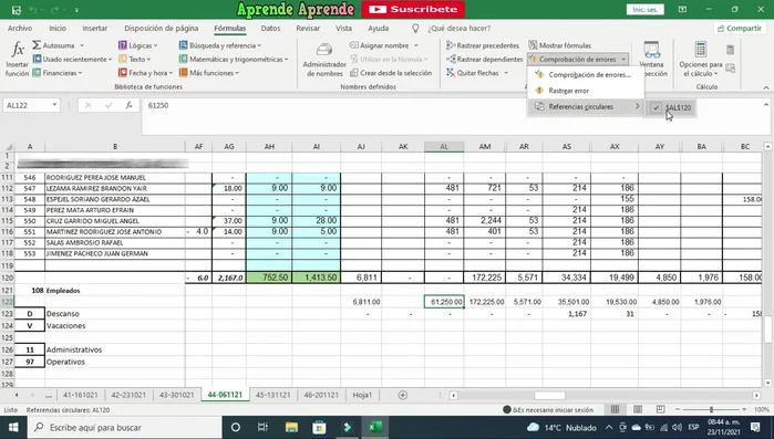 Corregir la fórmula. La solución más común es ajustar el rango de la fórmula para que no incluya la celda donde se encuentra la fórmula misma. También se puede borrar la fórmula si no es necesaria.