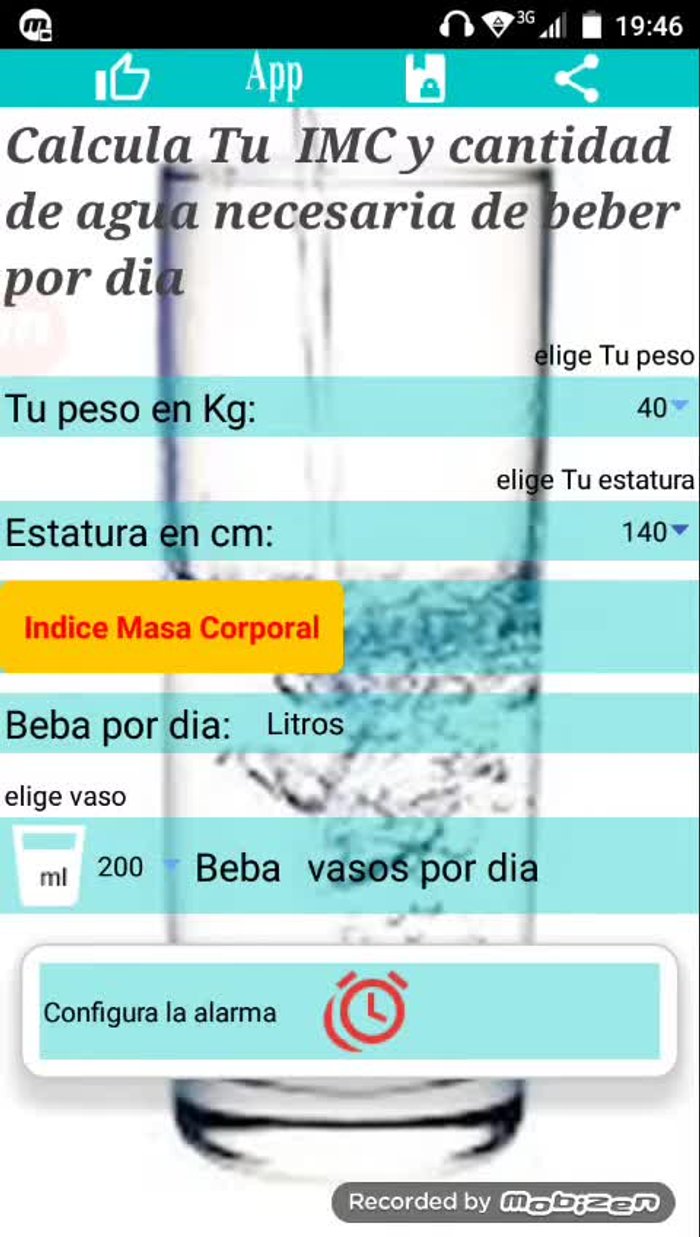 Calcular el índice de masa corporal (IMC) pulsando el botón correspondiente.