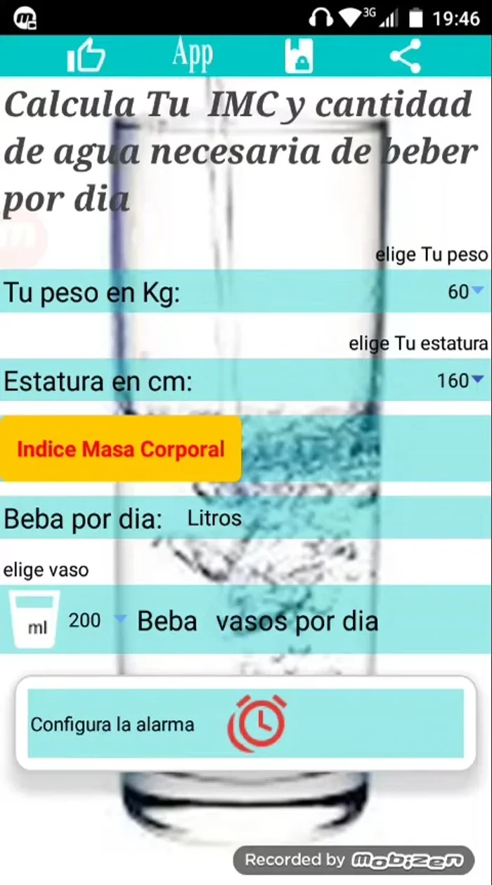 Calcular el índice de masa corporal (IMC) pulsando el botón correspondiente.