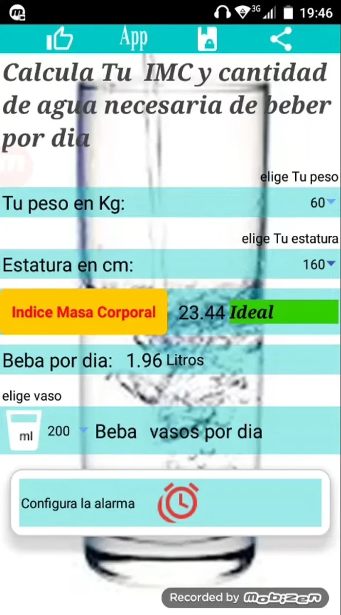Calcular el número de vasos a beber al día.