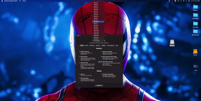 Seleccionar el modelo en OpenCore y descargar el instalador de macOS: