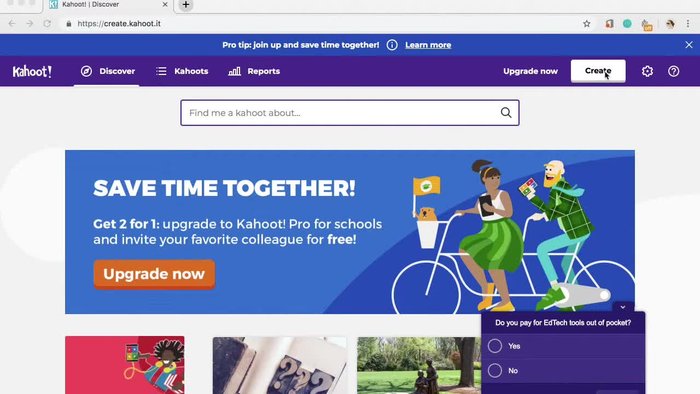 Seleccionar la opción 'Quiz' o similar para comenzar a crear el cuestionario.