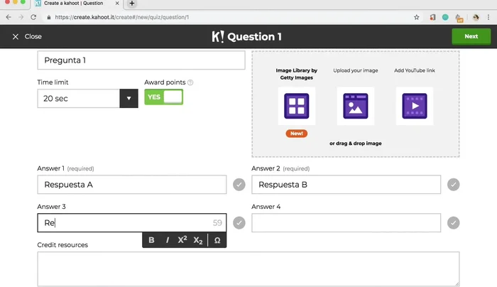 Escribir las opciones de respuesta para cada pregunta y seleccionar la(s) respuesta(s) correcta(s).