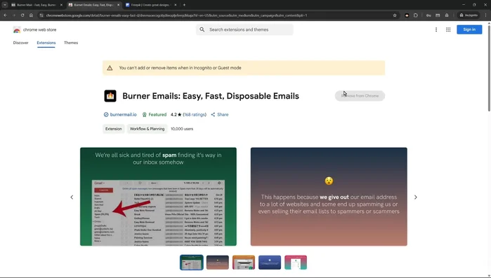 Instalar la extensión Burner Mail en Chrome.