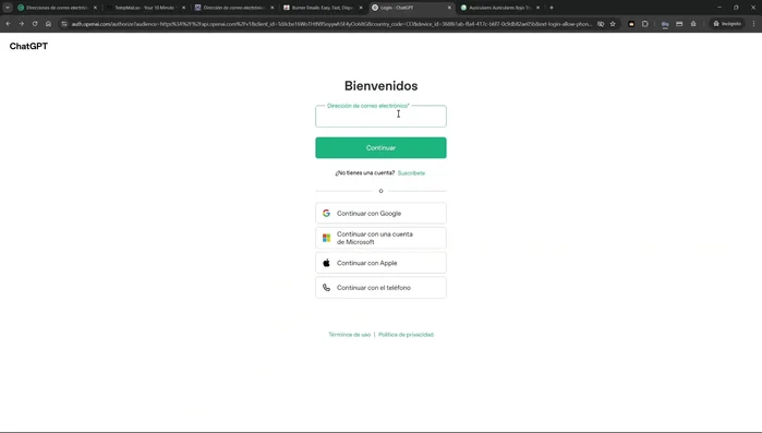 Utilizar el correo en la página web donde se necesita un registro.