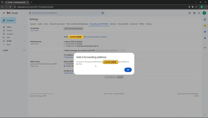 Una vez confirmado el reenvío en tu celular, el filtro estará listo.