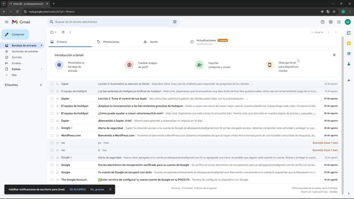 Identificar la dirección de envío que deseas filtrar. (Por ejemplo, correos de Zapier o de otra persona).
