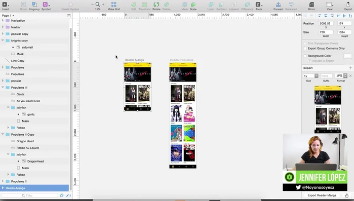 Organizar y renombrar las capas en Sketch (ej. 'reader details').