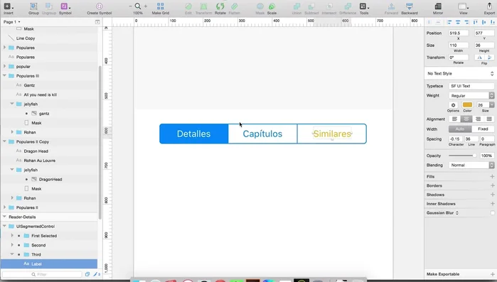 Ajustar el tamaño y la posición de los elementos en el Artboard para una mejor presentación y flujo de la interfaz.
