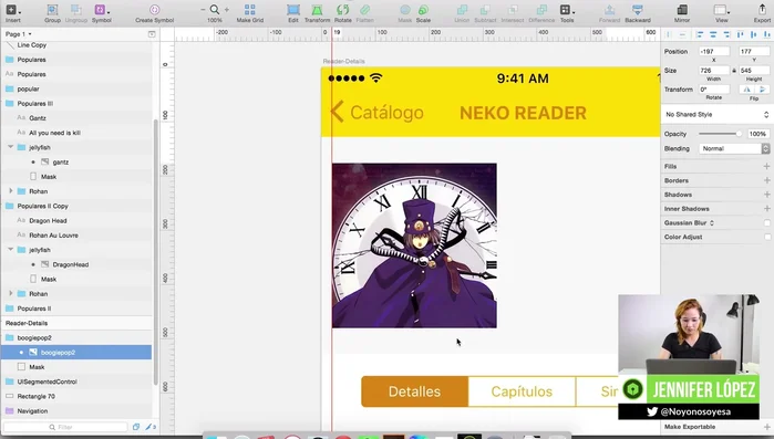 Ajustar el tamaño y la posición de los elementos en el Artboard para una mejor presentación y flujo de la interfaz.