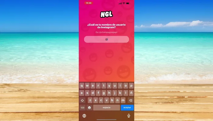 Abre la aplicación NGL e ingresa tu nombre de usuario de Instagram.