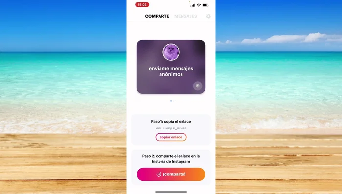 Copia el enlace que NGL te proporciona.