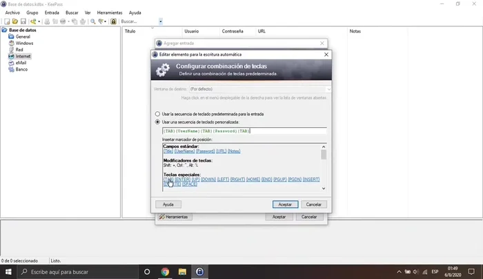 Añadir la tecla 'Enter' al final de la secuencia para enviar el formulario.