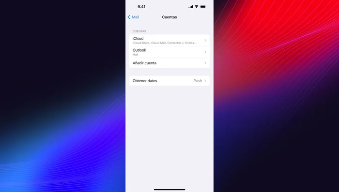 Administrar cuentas: En el apartado de 'Cuentas', puedes agregar, renombrar, o eliminar cuentas. También puedes controlar qué datos se sincronizan (contactos, calendarios, etc.)