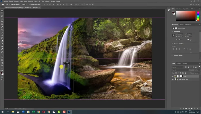 Ajusta la posición de las imágenes para lograr una fusión suave y natural, evitando cortes bruscos.