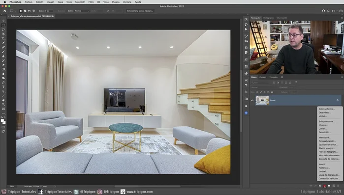 Añadir una capa de ajuste de mapa de degradado.