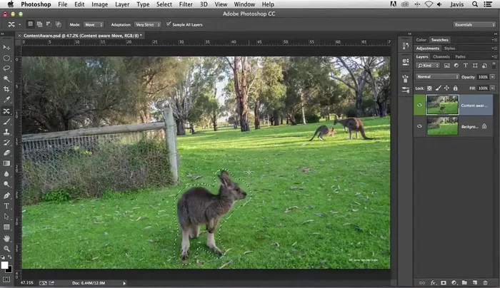 Soltar el cursor para aplicar el movimiento y el relleno.