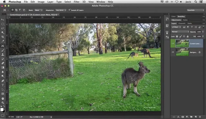 Soltar el cursor para aplicar el movimiento y el relleno.