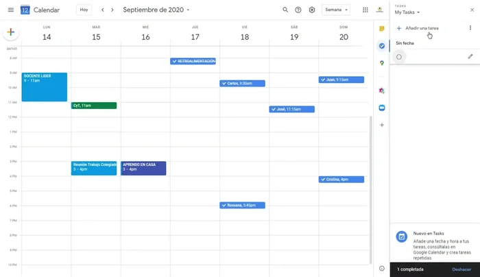 Reprogramar tareas: Si una tarea no se realizó, arrástrala a una nueva fecha y hora para reprogramarla.