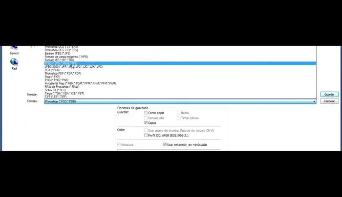 Guardar la imagen (Archivo > Guardar como > JPG).