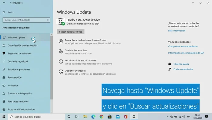 Haz clic en el botón 'Buscar actualizaciones'.