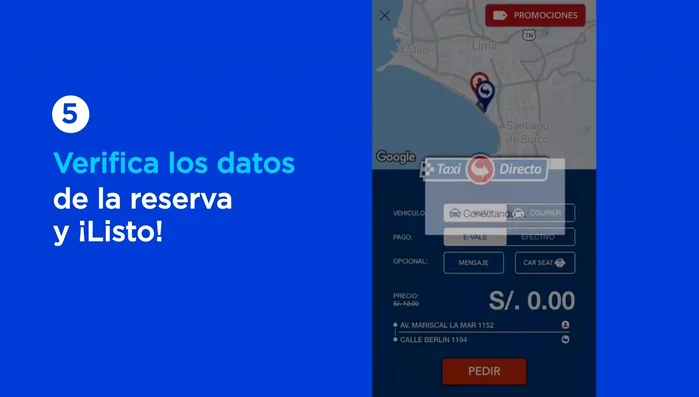 Verificar los datos de la reserva y confirmar.