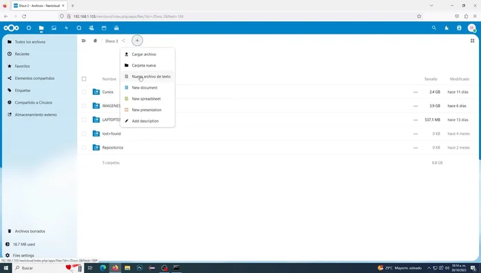 Organizar el contenido multimedia dentro de la carpeta de Jellyfin en Nextcloud (ej. carpetas para películas, series, etc.).