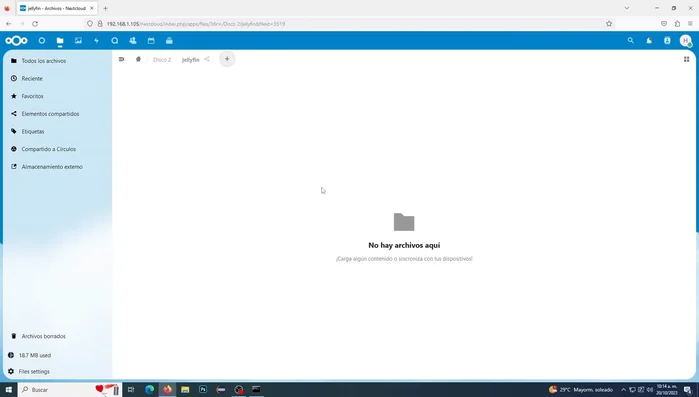 Subir el contenido multimedia a la carpeta de Nextcloud.