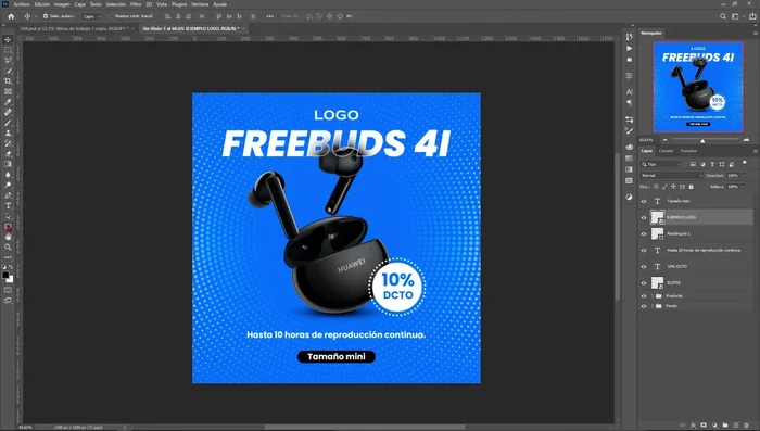 Agregar el logotipo y un marco blanco alrededor del lienzo.