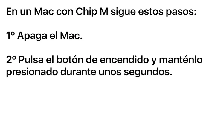 Para Macs con chip M: Pulsa el botón de encendido y mantenlo presionado durante unos segundos.