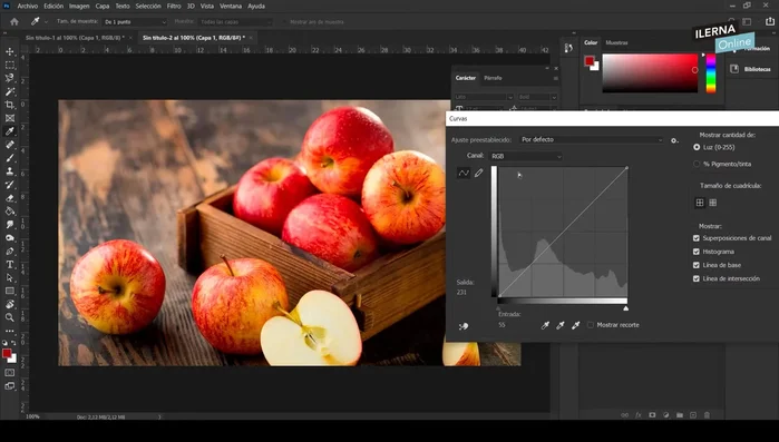 Utilizar Curvas: Control más avanzado mediante un gráfico. Permite ajustar con más precisión zonas específicas de la imagen.