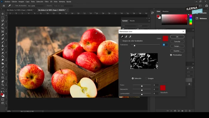 Reemplazar Color: Cambiar un color específico por otro, pero requiere una selección precisa y puede ser impreciso si los colores son similares.
