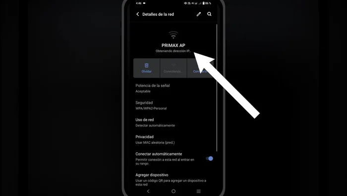 Presionar en el icono de edición (lápiz) para editar la configuración de red.