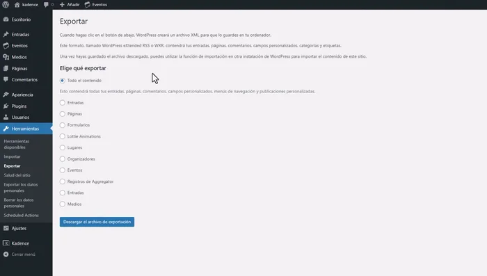 Descargar el archivo XML.