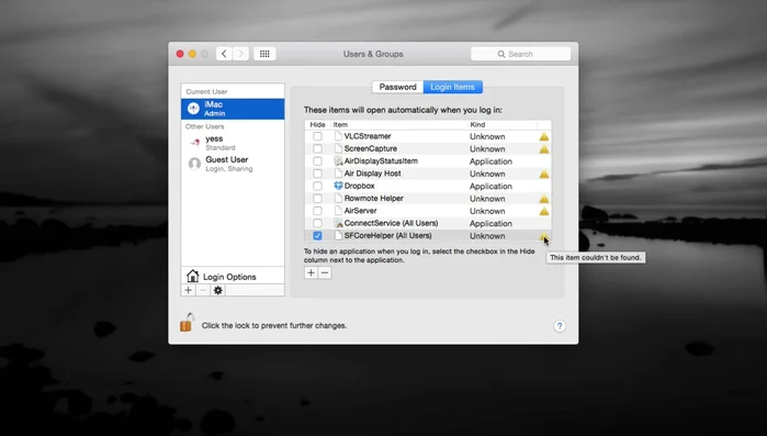 Si el candado está bloqueado, haz clic sobre él e introduce tu contraseña.