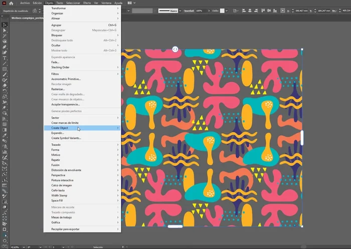 Usa la herramienta Rectángulo para delimitar el módulo del patrón y recorta el exceso.