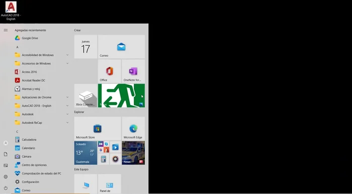 Seleccionar la opción "Aplicaciones y características".