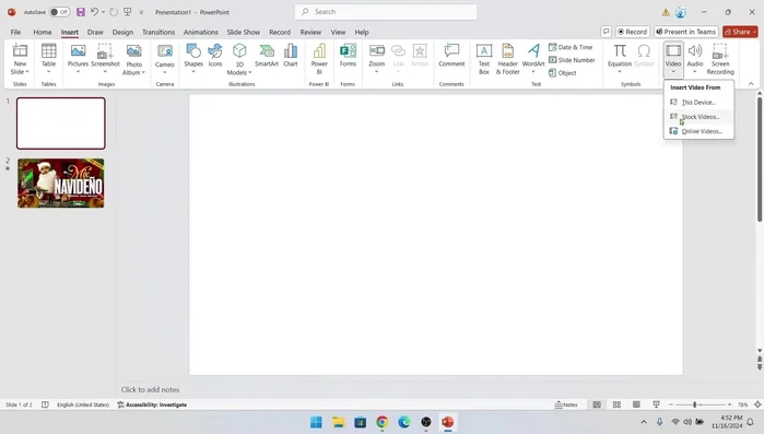 Selecciona el archivo de video de tu computadora y presiona 'Insertar'.