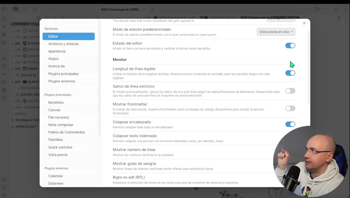 Activar 'Colapsar encabezado' y 'Colapsar texto indentado' para una mejor organización visual.