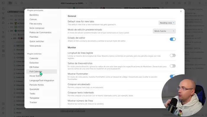 Acceder a las Preferencias de Obsidian.