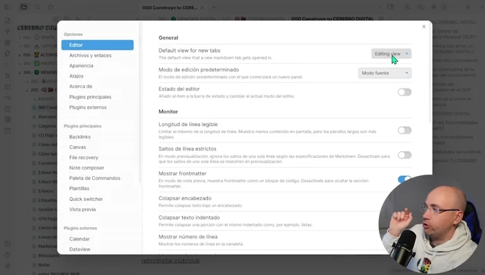 Activar 'Colapsar encabezado' y 'Colapsar texto indentado' para una mejor organización visual.