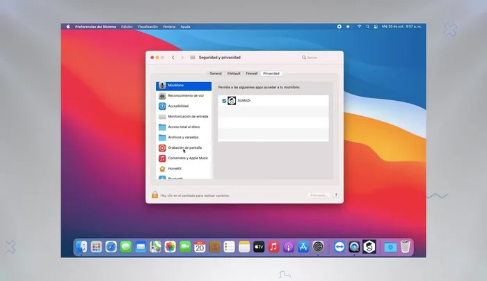 Si es necesario, desbloquear las preferencias de sistema con la contraseña de usuario para agregar la aplicación 'Su Madre'