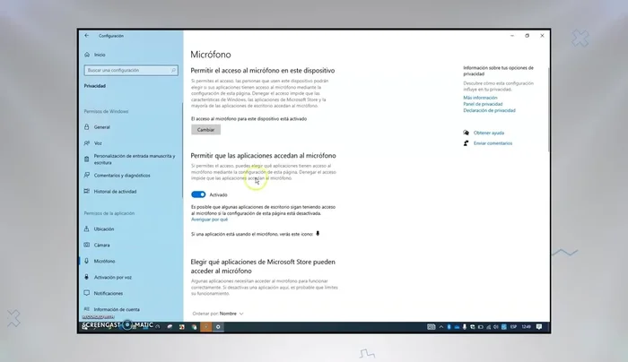 Habilitar 'Permitir que las aplicaciones de escritorio accedan al micrófono'