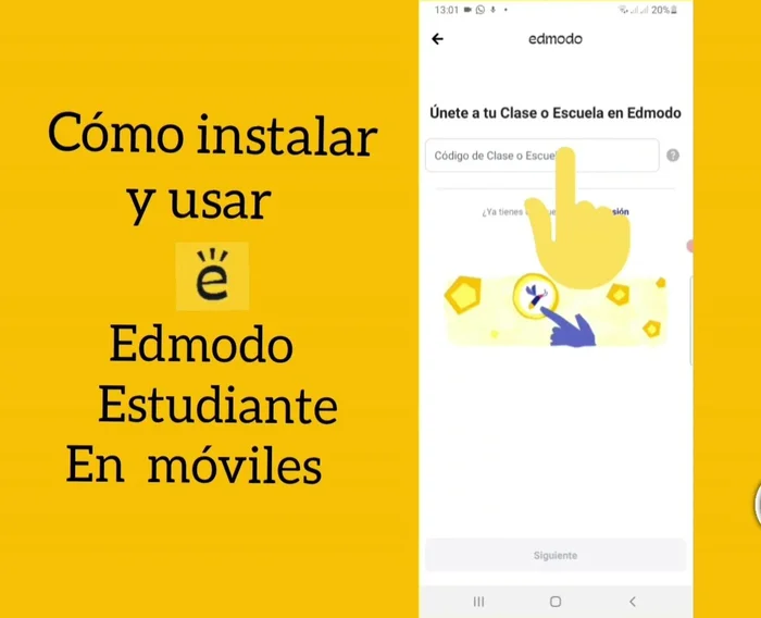 Introducir el código de clase proporcionado por el profesor.