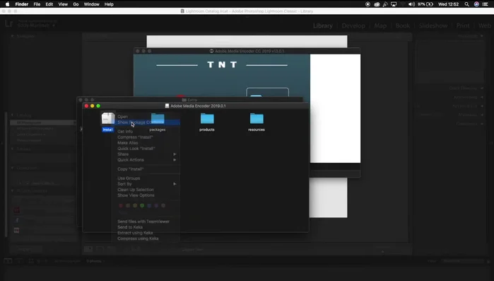 Hacer clic derecho en el archivo "install" y seleccionar "Abrir".